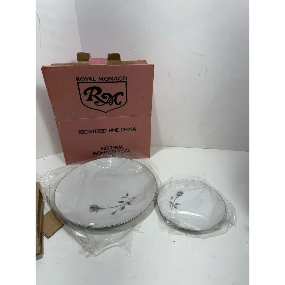 Monaco Rose Dinner Plate And Dessert Plate Set By Royal Monaco Fina China Floral
